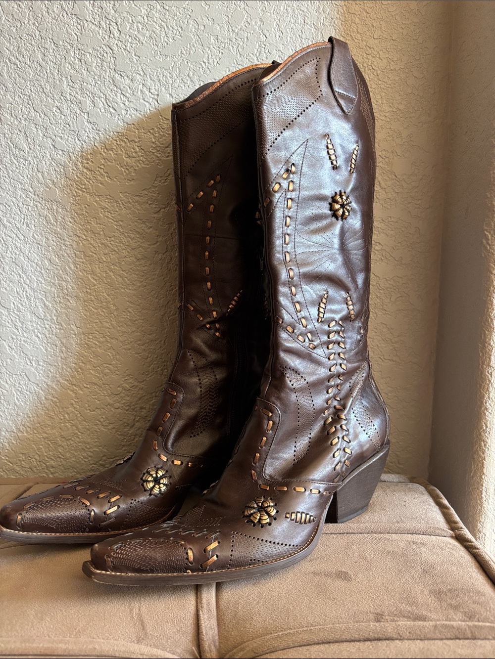 BCBGirls Brown Embellished Western Heeled Boots